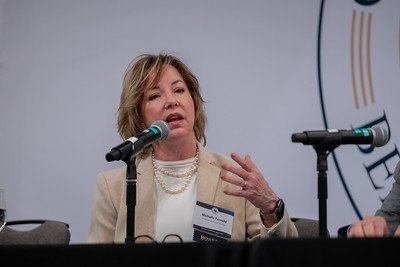 Michelle Fernald speaking on a panel